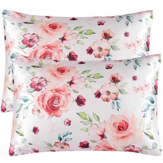 Soft Life Floral Satin Pillowcase Set