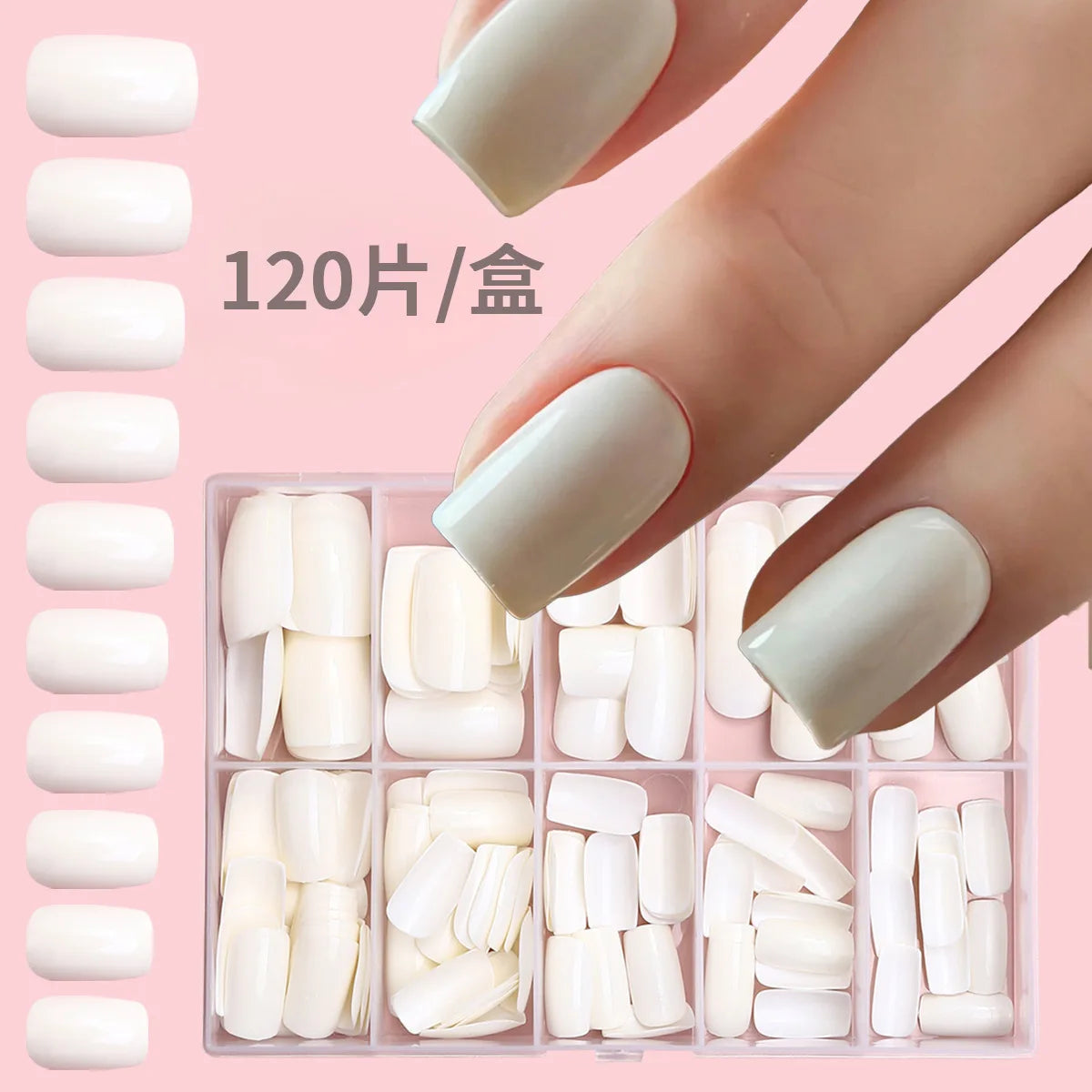 White Press-On Nails